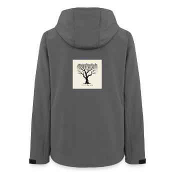 Linogravure de l’arbre urbain « Croquis du Gris » - Veste softshell femme recyclée Stanley/Stella - charbon - Dos - AI Model Female 172 light (172cm)