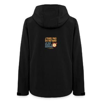 Ich bin nicht zu spät, ich lasse die Spannung anhalten - Frauen Recycelte Softshelljacke von Stanley/Stella - Schwarz - Hinten - AI Model Female 172 light (172cm)