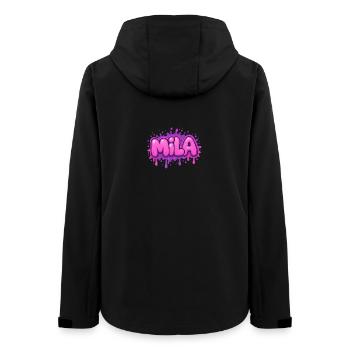 Graffiti  MILA Prénom cadeau idéal imprimable sur  - Veste softshell femme recyclée Stanley/Stella - noir - Dos - AI Model Female 172 light (172cm)