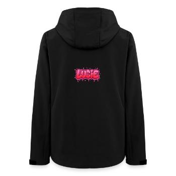 Graffiti  Lucie Prénom cadeau idéal imprimable sur - Veste softshell femme recyclée Stanley/Stella - noir - Dos - AI Model Female 172 light (172cm)
