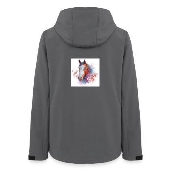 Watercolor Horse with Cherry Blossoms - Women’s Recycled Softshell Jacket by Stanley/Stella - anthracite - Back - AI Model Female 172 light (172cm)