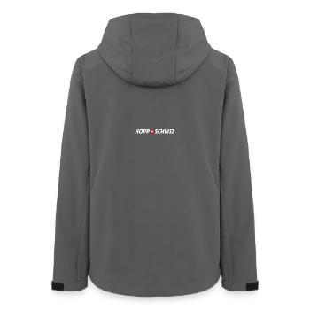 Hopp Schwiiz - Classic Fan Design - Women’s Recycled Softshell Jacket by Stanley/Stella - anthracite - Back - AI Model Female 172 light (172cm)