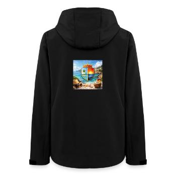 Coastal Coat of Arms Tropical Shield - Women’s Recycled Softshell Jacket by Stanley/Stella - black - Back - AI Model Female 172 light (172cm)