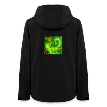 La couleur psychédélique tourbillonne en vert - Veste softshell femme recyclée Stanley/Stella - noir - Dos - AI Model Female 172 light (172cm)