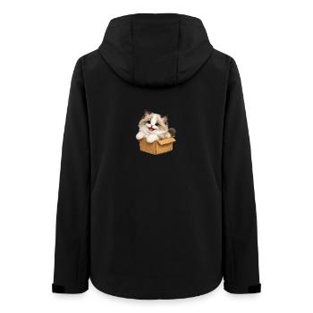Glückliches Kätzchen ist in der Kiste - Frauen Recycelte Softshelljacke von Stanley/Stella - Schwarz - Hinten - AI Model Female 172 light (172cm)