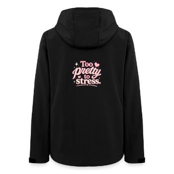 Too Pretty To Stress – Pink Script - Women’s Recycled Softshell Jacket by Stanley/Stella - black - Back - AI Model Female 172 light (172cm)