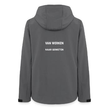 Vom Arbeiten zum Genießen - Frauen Recycelte Softshelljacke von Stanley/Stella - Anthrazit - Hinten - AI Model Female 172 light (172cm)