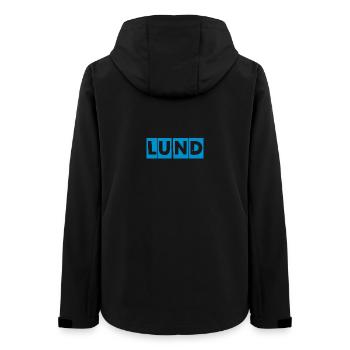 Lund – Blue Text Design - Women’s Recycled Softshell Jacket by Stanley/Stella - black - Back - AI Model Female 172 light (172cm)