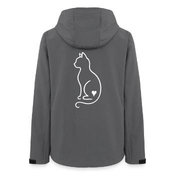 Dessin au trait de chat - Design minimal blanc avec cœur - Veste softshell femme recyclée Stanley/Stella - charbon - Dos - AI Model Female 172 light (172cm)