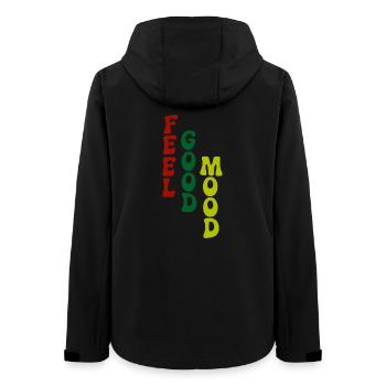 Feel Good Mood Vertical Typography - Women’s Recycled Softshell Jacket by Stanley/Stella - black - Back - AI Model Female 172 light (172cm)