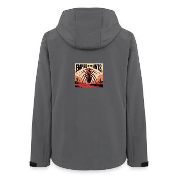 Retro - Empire of the Ants - Frauen Recycelte Softshelljacke von Stanley/Stella - Anthrazit - Hinten - AI Model Female 172 light (172cm)