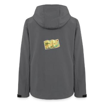 Antiker Kartenpfad Abenteuerreise - Frauen Recycelte Softshelljacke von Stanley/Stella - Anthrazit - Hinten - AI Model Female 172 light (172cm)