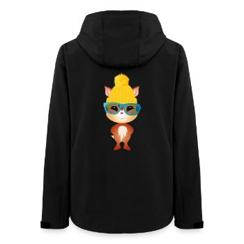 niedliches kleines Reh mit Pudelmütze und Brille - Frauen Recycelte Softshelljacke von Stanley/Stella - Schwarz - Hinten - AI Model Female 172 light (172cm)
