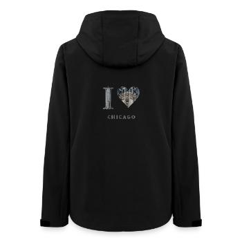 CHICAGO – Architectural Steel Lettering - Women’s Recycled Softshell Jacket by Stanley/Stella - black - Back - AI Model Female 172 light (172cm)