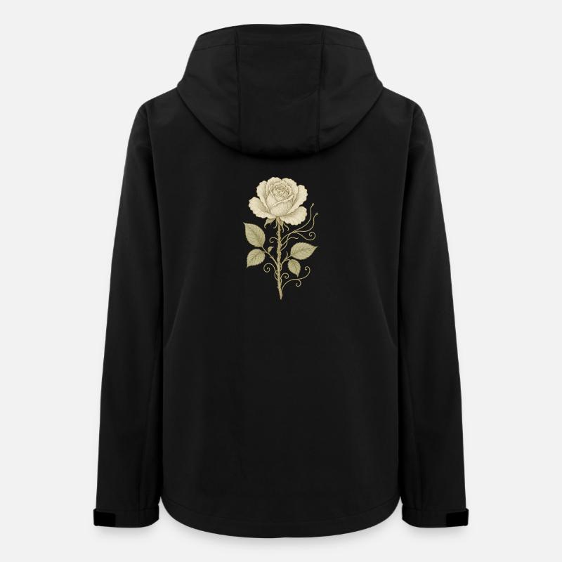Vintage Rose Pencil Drawing - Women’s Recycled Softshell Jacket by Stanley/Stella - black