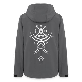 Weißer Totenkopf und Wikinger-Kompass - Frauen Recycelte Softshelljacke von Stanley/Stella - Anthrazit - Hinten - AI Model Female 172 light (172cm)