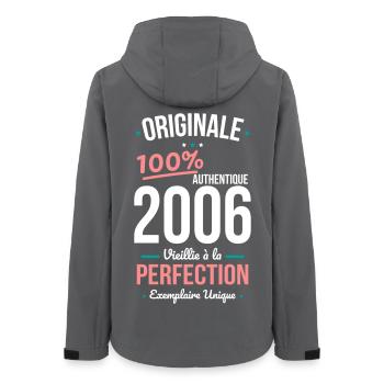 2006 – Original – Einzigartiges Exemplar - Frauen Recycelte Softshelljacke von Stanley/Stella - Anthrazit - Hinten - AI Model Female 172 light (172cm)