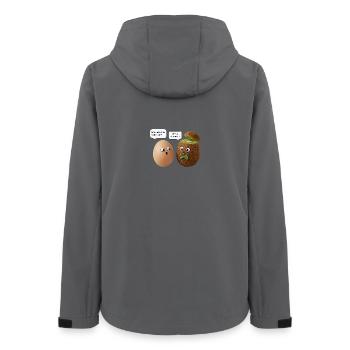 Conception de comédie sur le kiwi et les œufs - Veste softshell femme recyclée Stanley/Stella - charbon - Dos - AI Model Female 172 light (172cm)