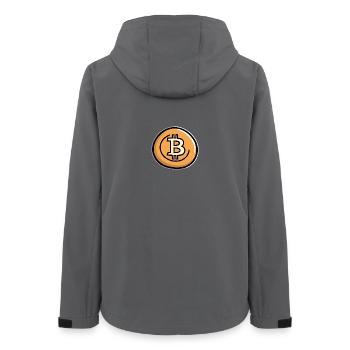 Bitcoin Münzkunst Emblem - Frauen Recycelte Softshelljacke von Stanley/Stella - Anthrazit - Hinten - AI Model Female 172 light (172cm)