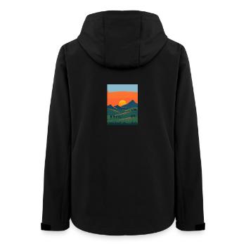Abendlicher Berglandschafts-Wandel - Frauen Recycelte Softshelljacke von Stanley/Stella - Schwarz - Hinten - AI Model Female 172 light (172cm)