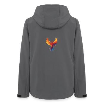 Fiery_Watercolor_Phoenix_Rebirth_Strength - Veste softshell femme recyclée Stanley/Stella - charbon - Dos - AI Model Female 172 light (172cm)