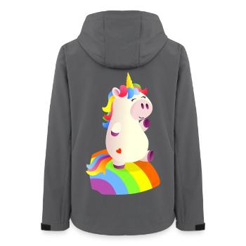 Magisches Einhorn auf dem Regenbogen - 🦄 - Frauen Recycelte Softshelljacke von Stanley/Stella - Anthrazit - Hinten - AI Model Female 172 light (172cm)
