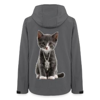 Katze Kreuzkette Christ Christentum Christen - Frauen Recycelte Softshelljacke von Stanley/Stella - Anthrazit - Hinten - AI Model Female 172 light (172cm)