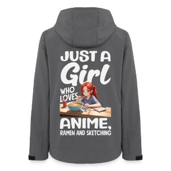 Girl Loves Anime Ramen And Drawing - Women’s Recycled Softshell Jacket by Stanley/Stella - anthracite - Back - AI Model Female 172 light (172cm)