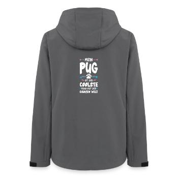 Pug Pug Dog Saying - Women’s Recycled Softshell Jacket by Stanley/Stella - anthracite - Back - AI Model Female 172 light (172cm)