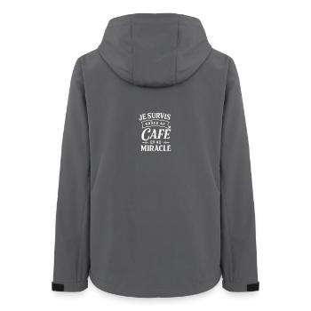 Überleben dank Kaffee und Wunder - Frauen Recycelte Softshelljacke von Stanley/Stella - Anthrazit - Hinten - AI Model Female 172 light (172cm)