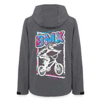 Retro Bmx Bicycle Rider - Vintage Bmx Wheel Grunge - Veste softshell femme recyclée Stanley/Stella - charbon - Dos - AI Model Female 172 light (172cm)