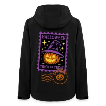 Briefmarke - Halloween Kürbis mit Zauberhut - Frauen Recycelte Softshelljacke von Stanley/Stella - Schwarz - Hinten - AI Model Female 172 light (172cm)