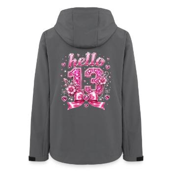 Hello 13 Diamants et Nœud Rose | Anniversaire - Veste softshell femme recyclée Stanley/Stella - charbon - Dos - AI Model Female 172 light (172cm)