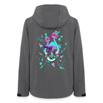 Zauberpilze Neon Psychedelic Shrooms - Frauen Recycelte Softshelljacke von Stanley/Stella - Anthrazit - Hinten - AI Model Female 172 light (172cm)