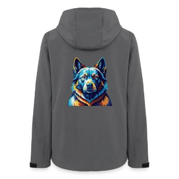 Schwarzer Norwegischer Elchhund Hunderasse Karikatur Kawaii - Frauen Recycelte Softshelljacke von Stanley/Stella - Anthrazit - Hinten - AI Model Female 172 light (172cm)