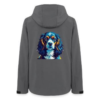 Norfolk Spaniel Dog Breed Colorful Cartoon Kawaii - Women’s Recycled Softshell Jacket by Stanley/Stella - anthracite - Back - AI Model Female 172 light (172cm)