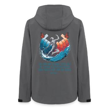 Alan Watts | Begrüßen Sie den Wandel, tanzen Sie mit - Frauen Recycelte Softshelljacke von Stanley/Stella - Anthrazit - Hinten - AI Model Female 172 light (172cm)