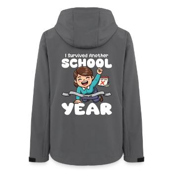 I SURVIVED ANOTHER SCHOOL YEAR - TEACHER GIFT - Women’s Recycled Softshell Jacket by Stanley/Stella - anthracite - Back - AI Model Female 172 light (172cm)