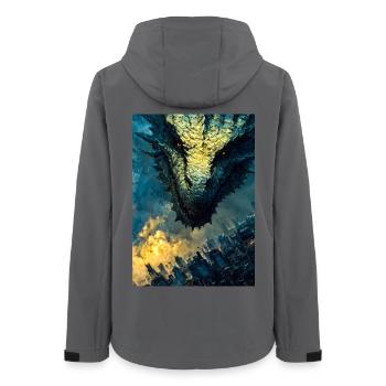 Sturmgebundener Drache über der Stadt - Frauen Recycelte Softshelljacke von Stanley/Stella - Anthrazit - Hinten - AI Model Female 172 light (172cm)