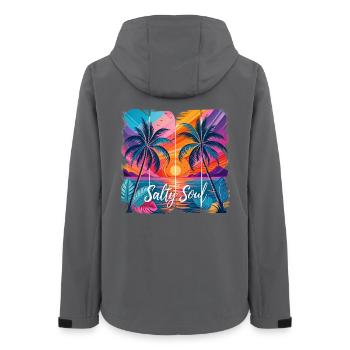 Salty Soul Sea Beach with Palm Trees by Sunset - Frauen Recycelte Softshelljacke von Stanley/Stella - Anthrazit - Hinten - AI Model Female 172 light (172cm)