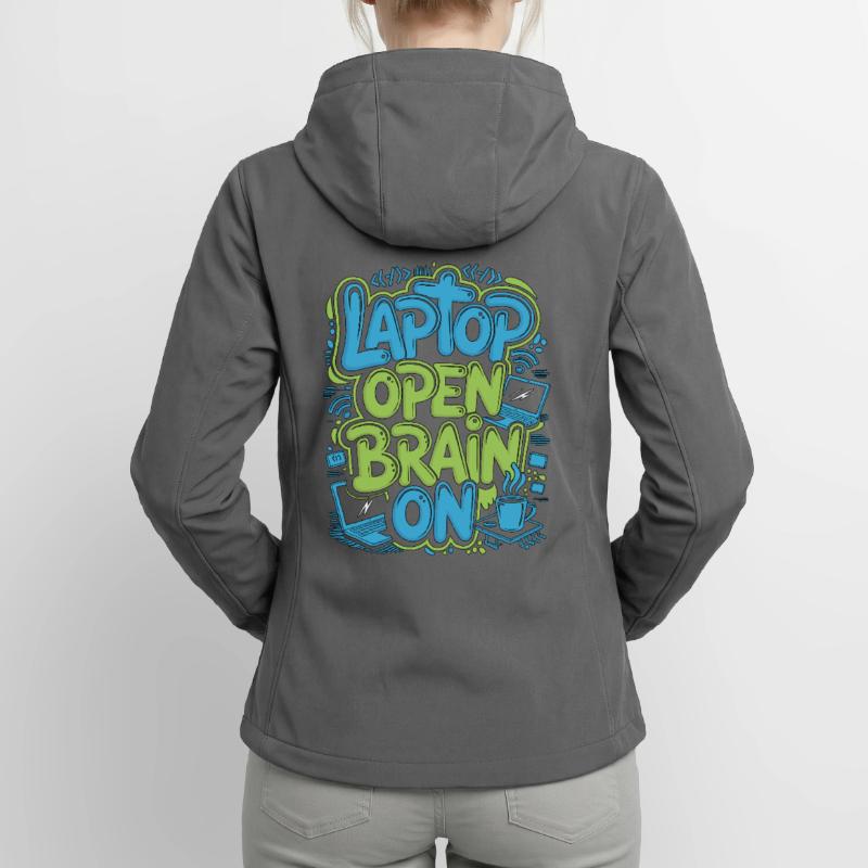 Remote Developer Laptop Open Brain On Remote Coder Women’s Recycled Softshell Jacket by Stanley/Stella