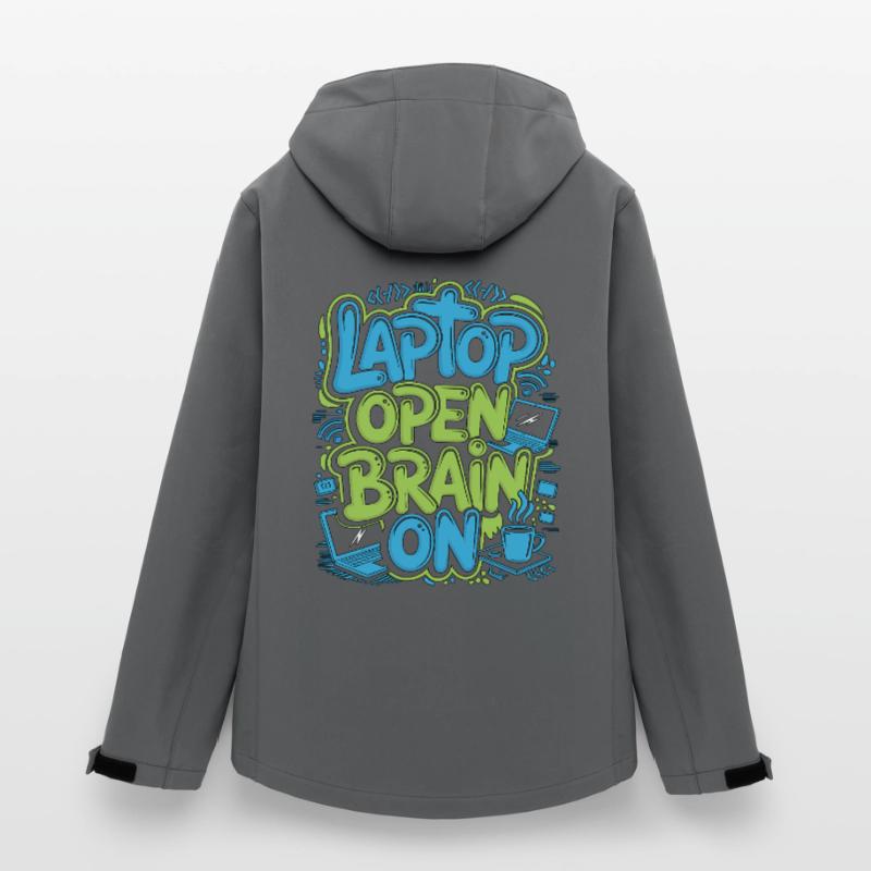 Remote Developer Laptop Open Brain On Remote Coder Women’s Recycled Softshell Jacket by Stanley/Stella