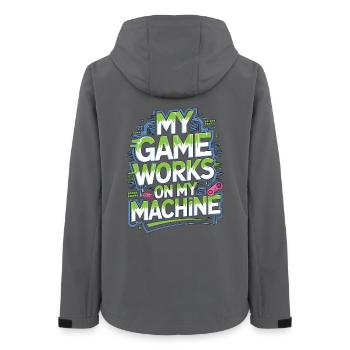 Game Developer My Game Works On Game Programmer - Frauen Recycelte Softshelljacke von Stanley/Stella - Anthrazit - Hinten - AI Model Female 172 light (172cm)