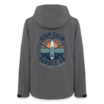 Keep Calm Paddle On SUP Shirt - Frauen Recycelte Softshelljacke von Stanley/Stella - Anthrazit - Hinten - AI Model Female 172 light (172cm)