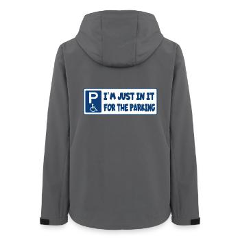 Ich sitze im Rollstuhl für die Parkplätze # - Frauen Recycelte Softshelljacke von Stanley/Stella - Anthrazit - Hinten - AI Model Female 172 light (172cm)