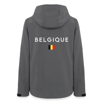 Drapeau de la Belgique, fierté belge - Veste softshell femme recyclée Stanley/Stella - charbon - Dos - AI Model Female 172 light (172cm)