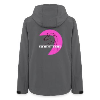 Pinkes Linienpferd mit Care-Band - Frauen Recycelte Softshelljacke von Stanley/Stella - Anthrazit - Hinten - AI Model Female 172 light (172cm)