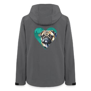 Pug Portrait - Women’s Recycled Softshell Jacket by Stanley/Stella - anthracite - Back - AI Model Female 172 light (172cm)