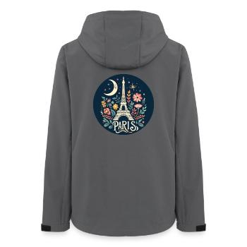 Paris Stern und Mond Blumenillustration - Frauen Recycelte Softshelljacke von Stanley/Stella - Anthrazit - Hinten - AI Model Female 172 light (172cm)