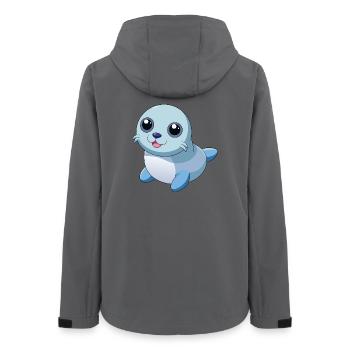 Robbenbaby mit großen leuchtenden Augen - Frauen Recycelte Softshelljacke von Stanley/Stella - Anthrazit - Hinten - AI Model Female 172 light (172cm)